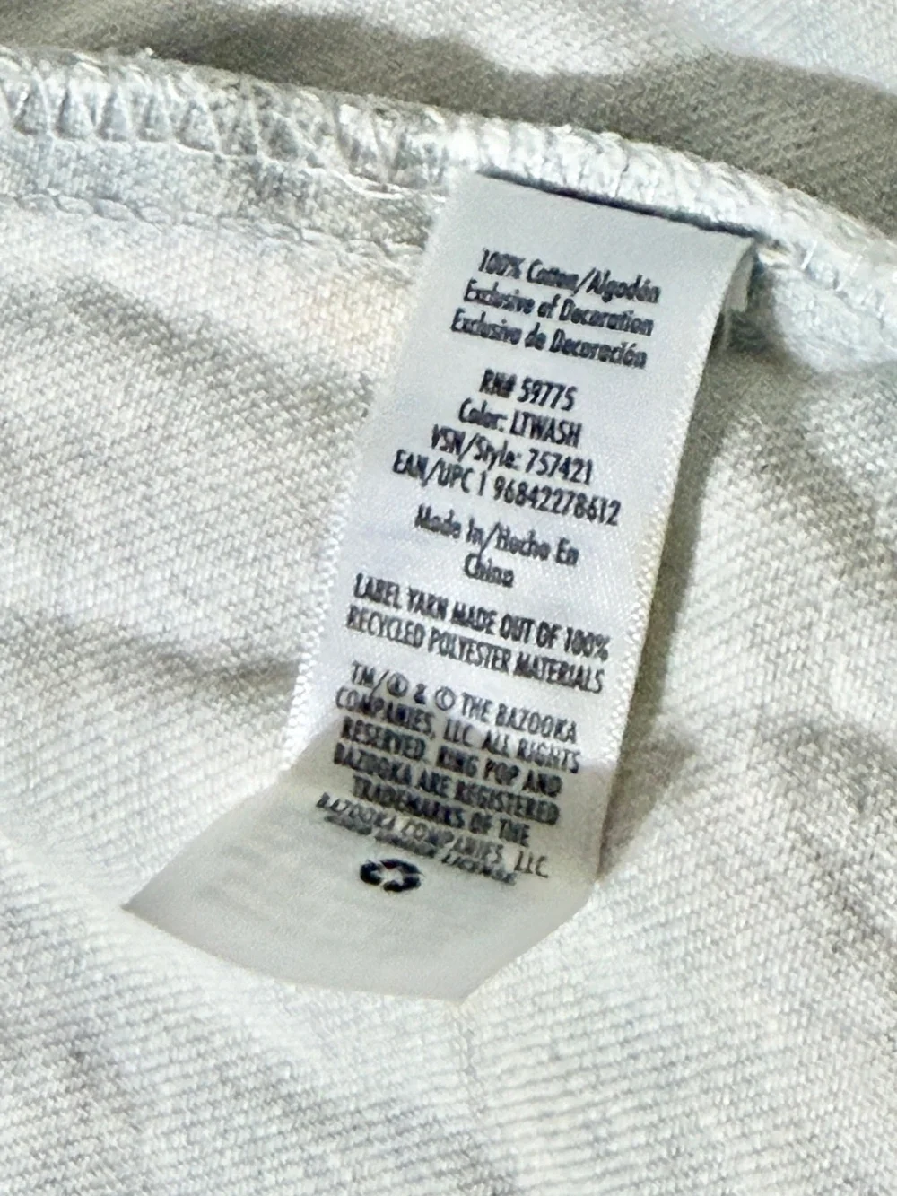 Justice White Denim Jacket with Bazooka Ring Pop Label